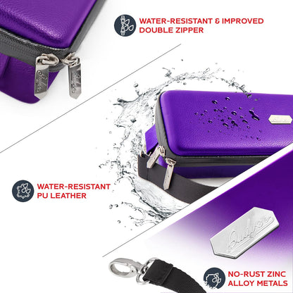 Quiver Time Purple Bolt Card Carrying Case fits Pokemon Cards and other TCG Games - Storage Bag for Playing/Trading Cards and Deck Box (Straps, Dividers & 100 Apollo Card Sleeves)