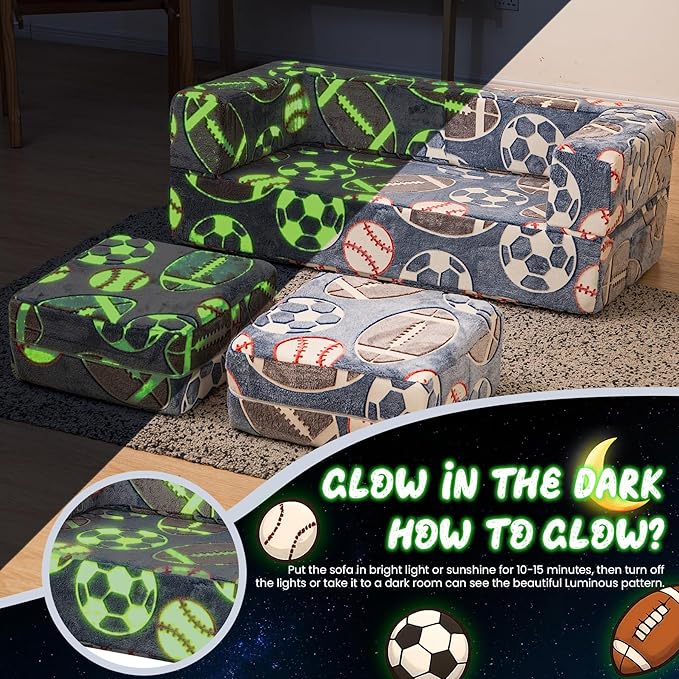 Cvortll Modular Kids Play Couch, Glow in Dark Kids Sofa, Child Sectional Sofa
