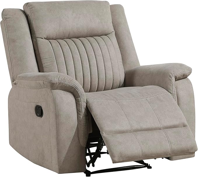 Lexicon Manual Recliner Chair, Polished Microfiber Reclining Sofa Chair