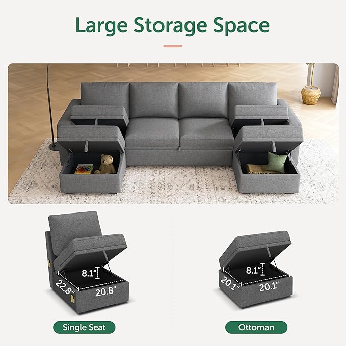HONBAY Modular Sectional Sleeper Sofa Bed, Sectional Couch