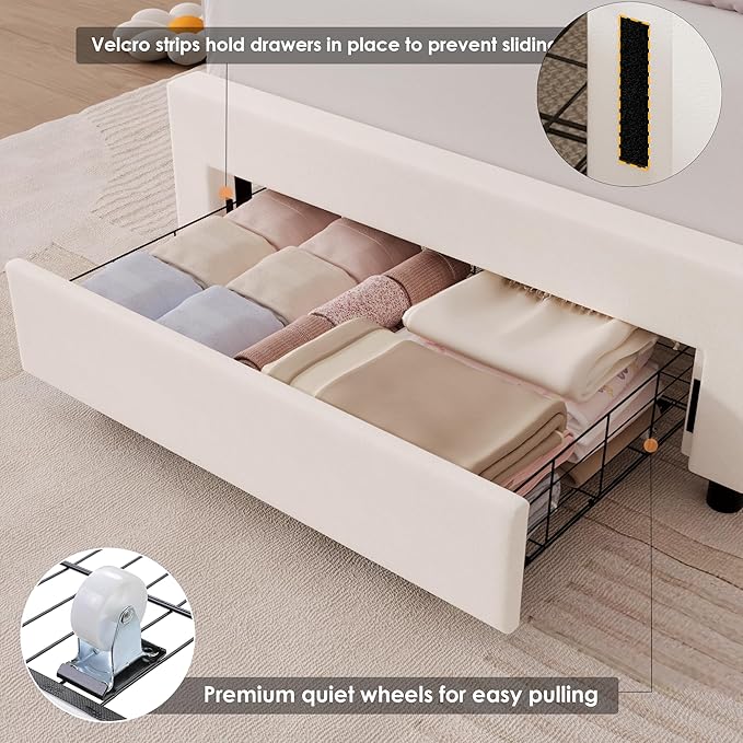 HIFIT Twin Upholstered Smart LED Bed Frame