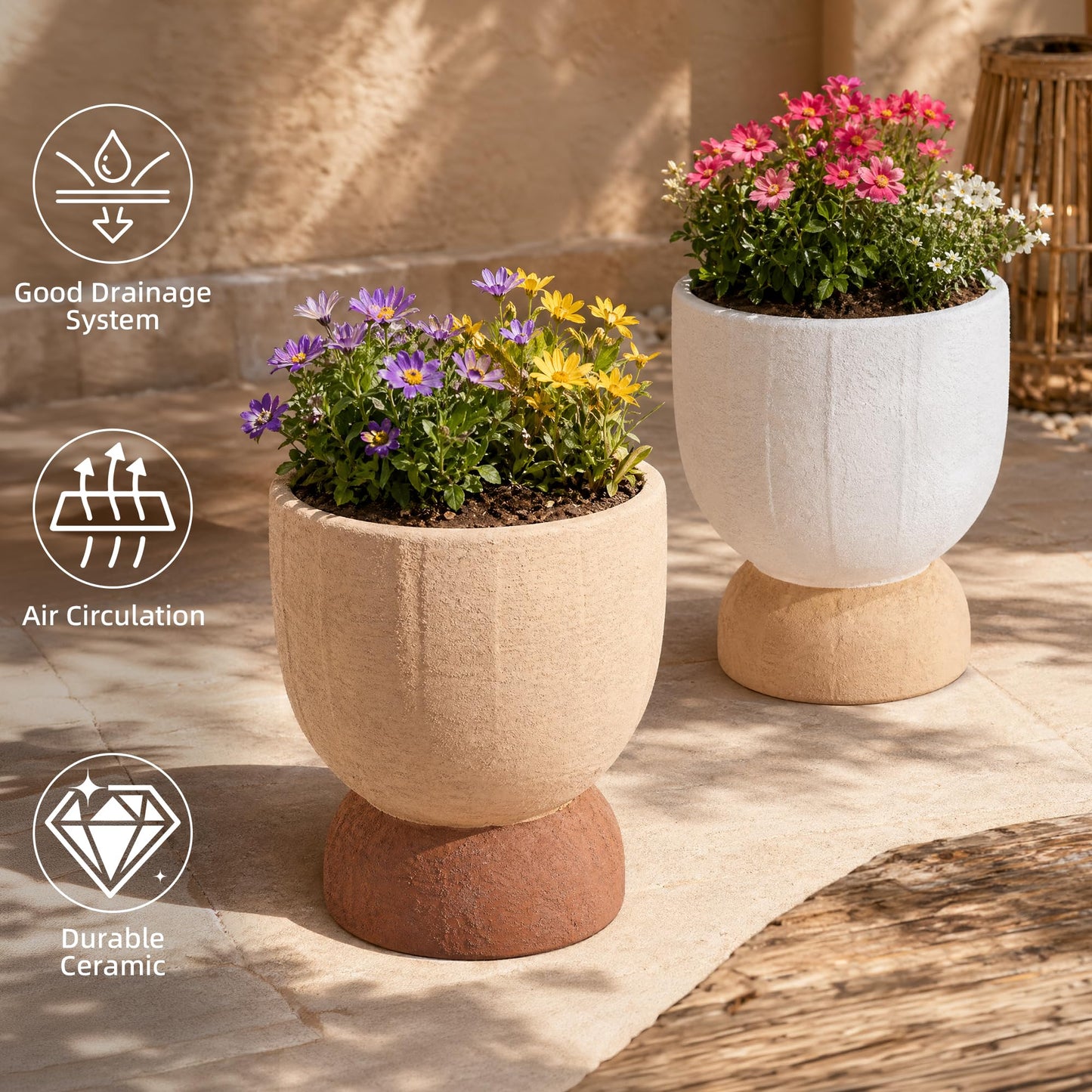 DREAMLOOM Terracotta Planter for Plant Flowers, 6.4Inch Terracotta Pots for Succulents, Bonsai, Fairy Gardens, Herbs, Terra Cotta Color(Two-Tone)