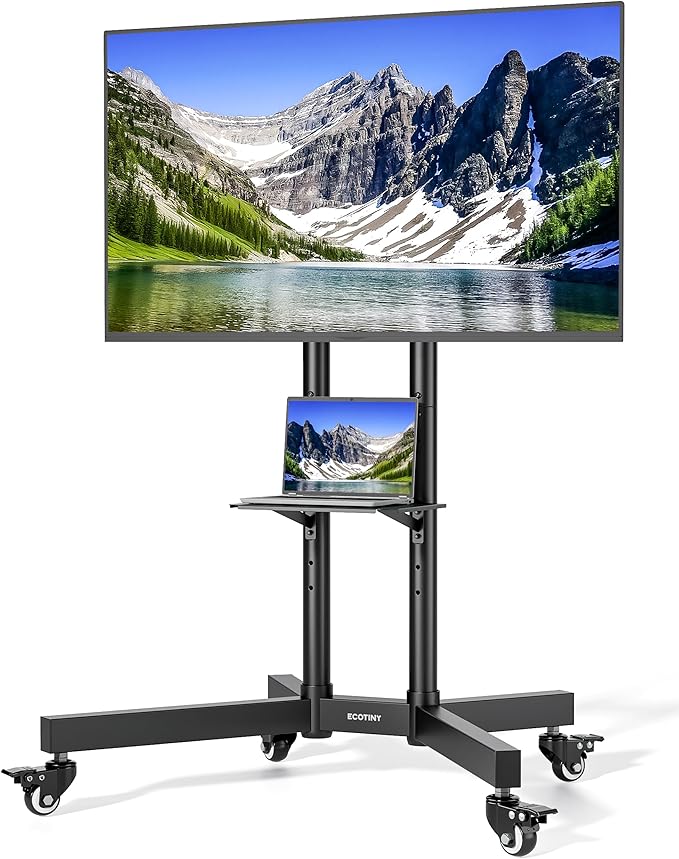Heavy-Duty Rolling TV Stand for 32–85" Screens — Supports 187 lbs, Stable