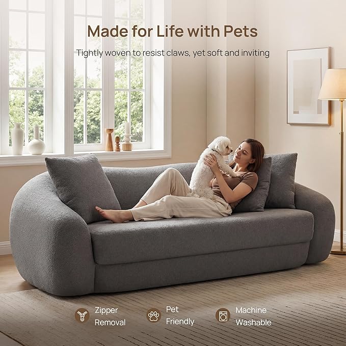 SICOTAS 90.6" Curved Convertible Sofa Couch Bed