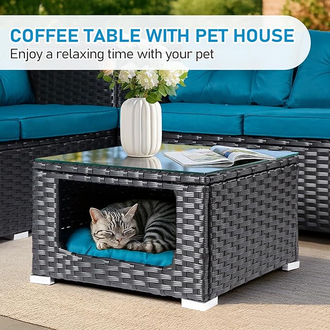 VINGLI 4 Pieces Outdoor Sectional Wicker Patio Furniture
