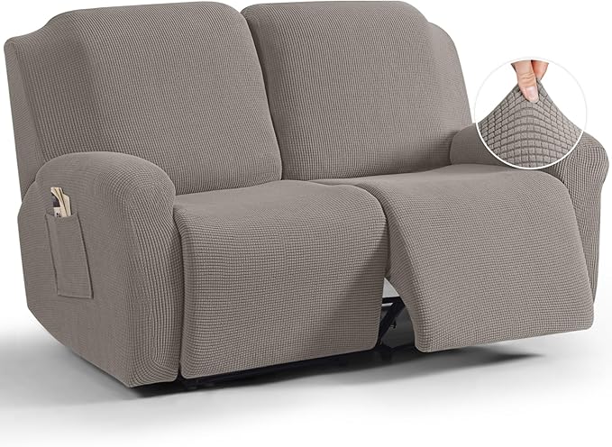 TAOCOCO Recliner Loveseat Slipcover, 6 Pieces Dual Recliner Sofa Covers