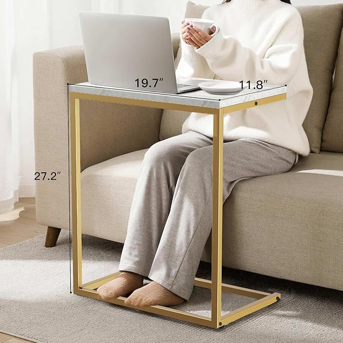 Pipishell C Shaped End Table 27 inches High, Side Table