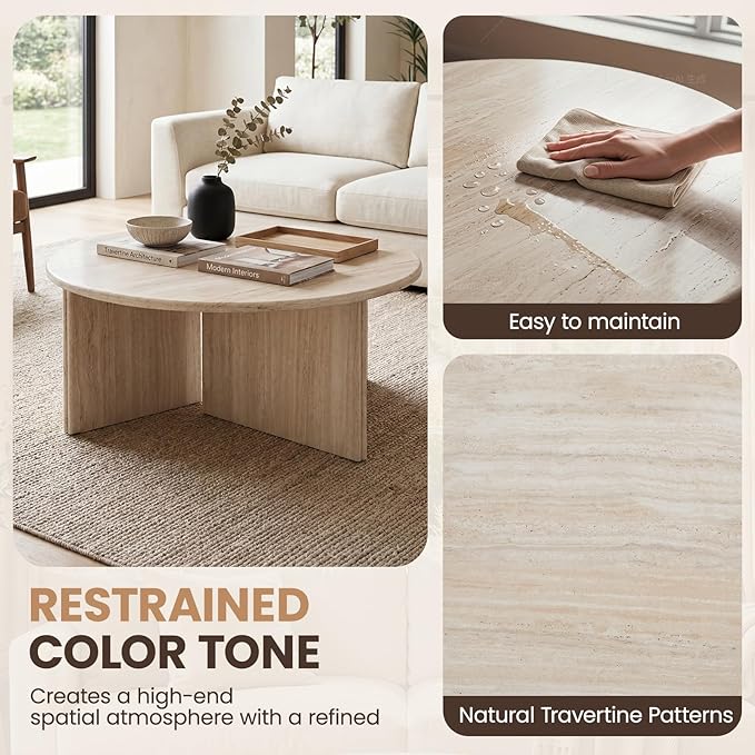 HNY Coffee Table and End Table Set of 2 Modern Round Nesting Coffee Table Faux