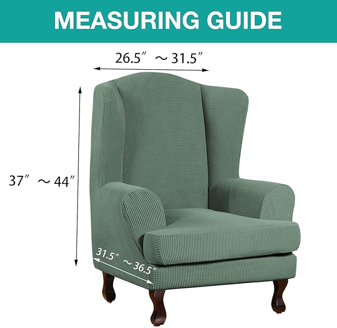 Turquoize Wingback Chair Covers 2 Piece Wing Chair Slipcover Stretch Slipcovers
