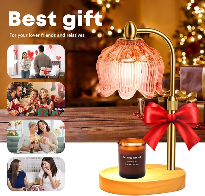 GEEZO Fragrance Candle Warmer Lamp，Electric Candle Warmer with Timer & Dimmer，Mom Christmas Birthday Gifts for Women, House Warming Gifts New Home Bedroom Decor
