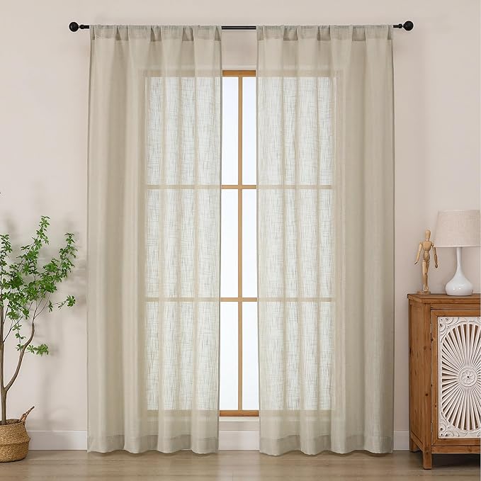 Chyhomenyc Semi Sheer Curtains 84 Inches Long 2 Panels Set, Light Filtering