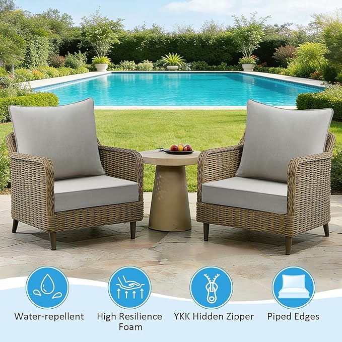 Sunbrella Outdoor Deep Seat & Back Cushion Set, 24 x 24 Inch Water Repellent