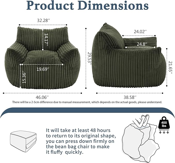 Gericco Giant Plush Bean Bag Chair