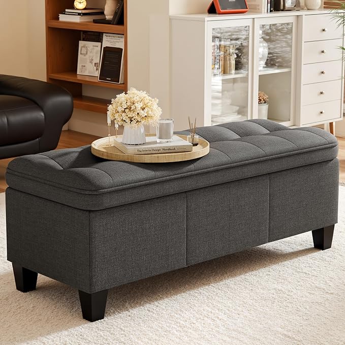 YESHOMY 47 Inches Ottoman with Storage, Storage Bench with Legs, Ottomans
