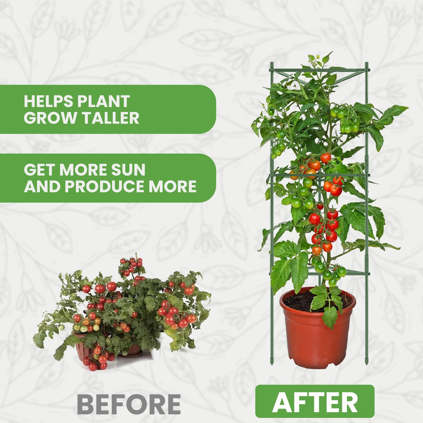 Tomato Cage - Large Trellis Stakes and Plant Support Structures for Vegetables and Climbing Plants - Tall Tomato Cages for Garden, Pots, Raised Garden Bed Outdoor Supplies (3 Pack - Up to 48")