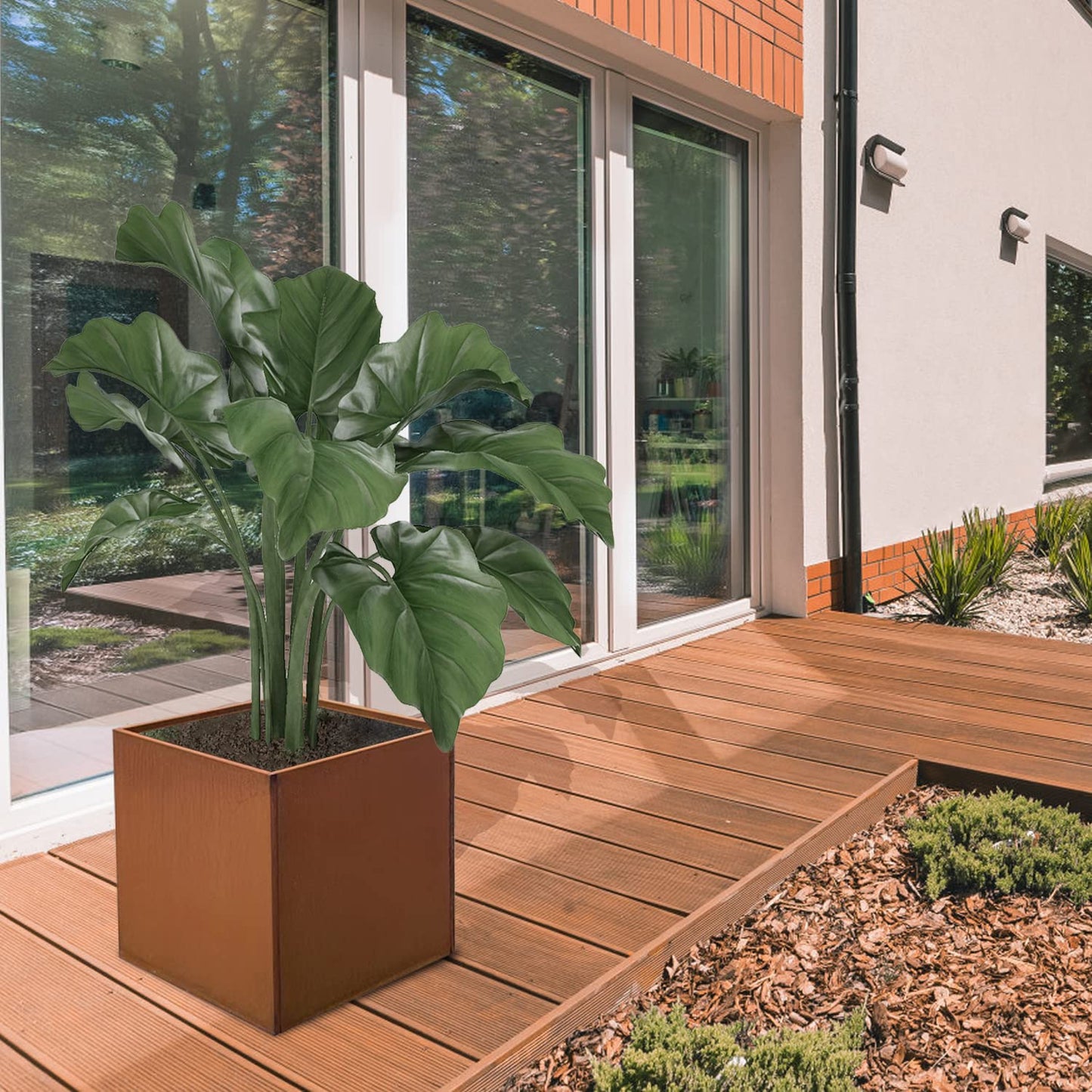 GZGNEEVL Corten Steel Planter Box Metal Square Planters 26 Inch Steel Large Outdoor Planter Tall Plant for Commercial Residential Patio and Backyard