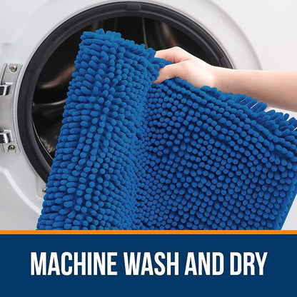 OLANLY Bathroom Rugs 35x24, Extra Soft Absorbent Chenille Bath Rugs, Rubber Backing Quick Dry, Machine Washable Bath Mats for Bathroom Floor, Tub and Shower, Home Decor Accessories, Deep Navy Blue