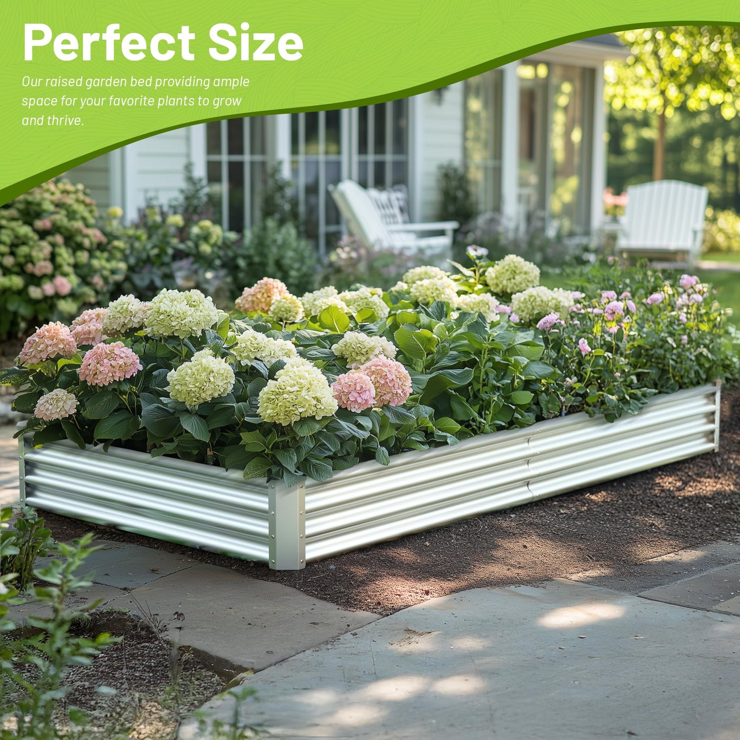 Ayen Guard 2PCS 8x4x1FT Galvanized Raised Garden Bed, Galvanized Planter Raised Garden Boxes Outdoor, Large Metal Raised Garden Beds for Vegetables-Silver