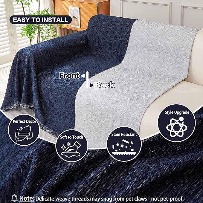 DREAMINGO Chenille Couch Cover Modern Solid Versatile Sofa Covers
