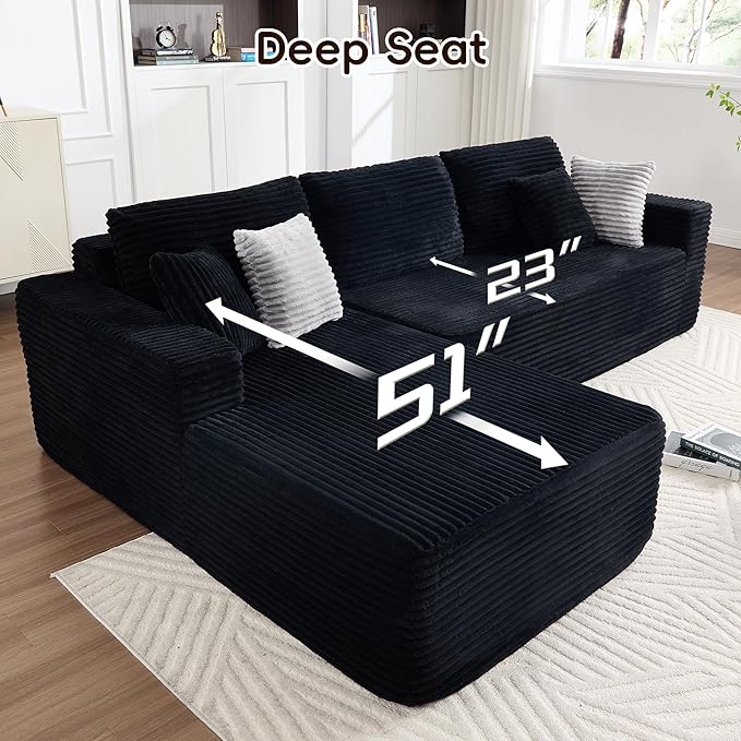 Opiesit 108" Boneless Couches for Living Room, Modular Sectional Sofa