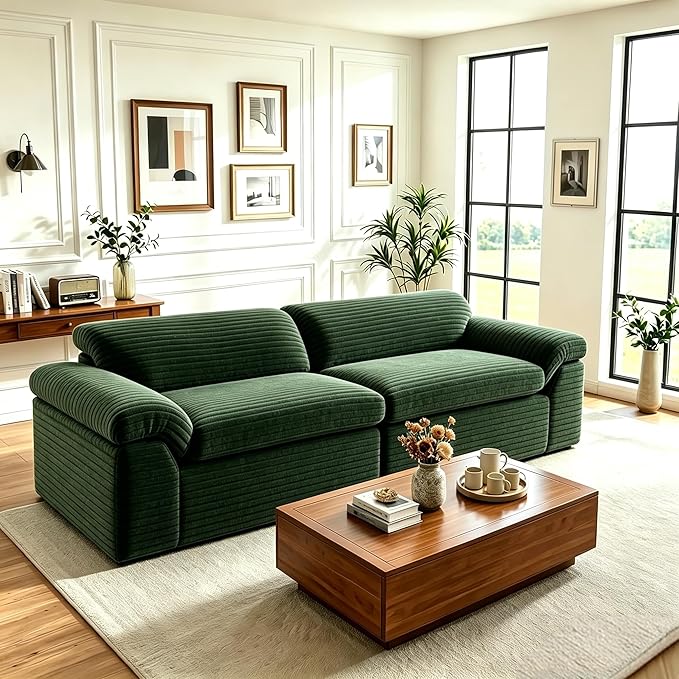 Vesgantti 118" Modular Sectional Couch, Comfy Corduroy Upholstered Cloud Couches