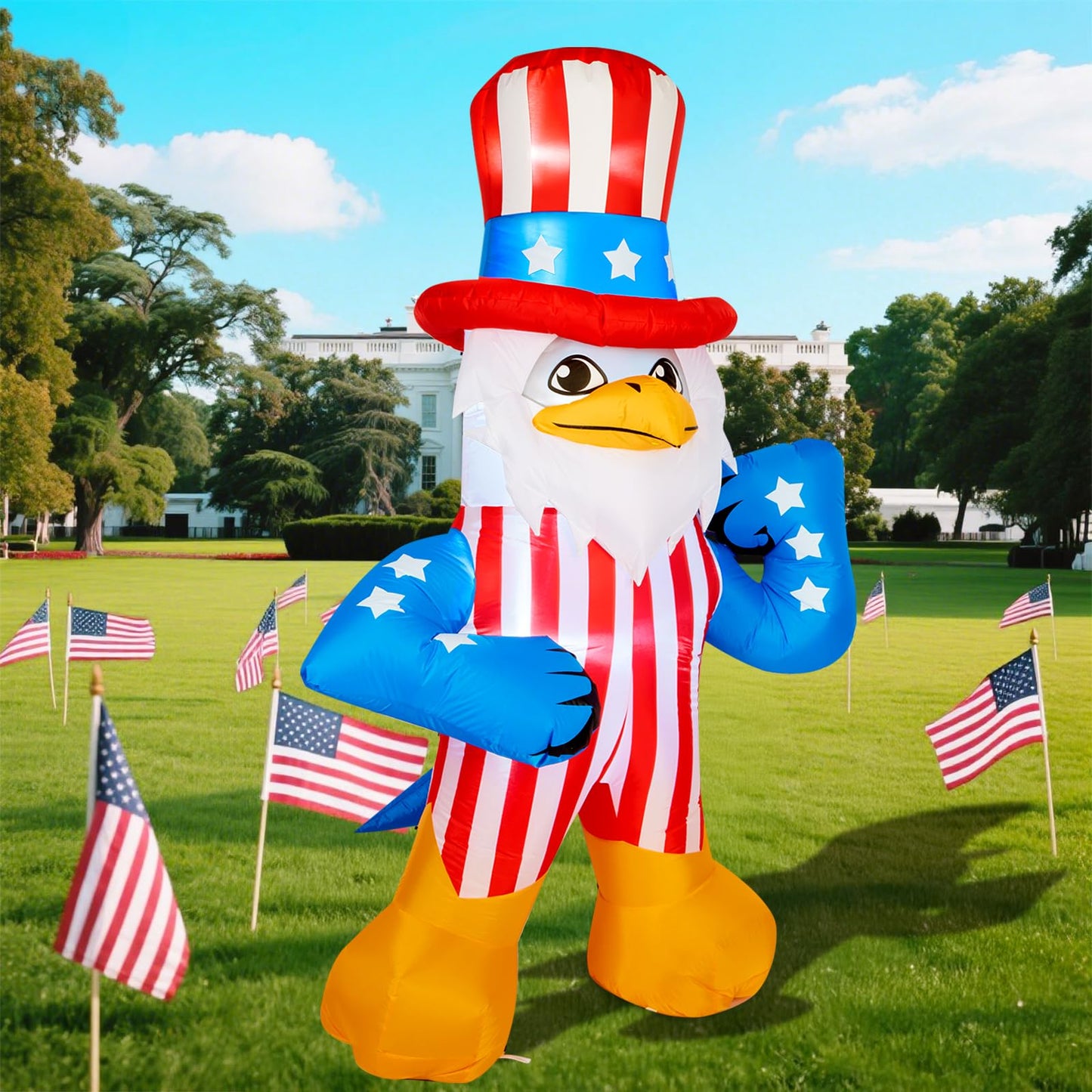 CAMULAND 6.1FT Inflatable American Eagle Patriotic Independence Day 4th of July Inflatable Outdoor Decorations Patriotic Inflatables with LED Lights for Yard Garden Lawn Memorial Day Decor