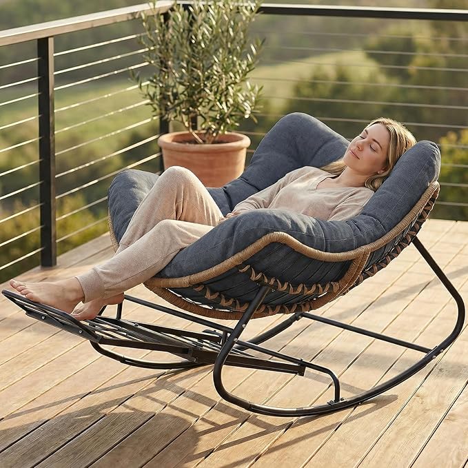 SWITTE Outdoor Papasan Rocking Chair