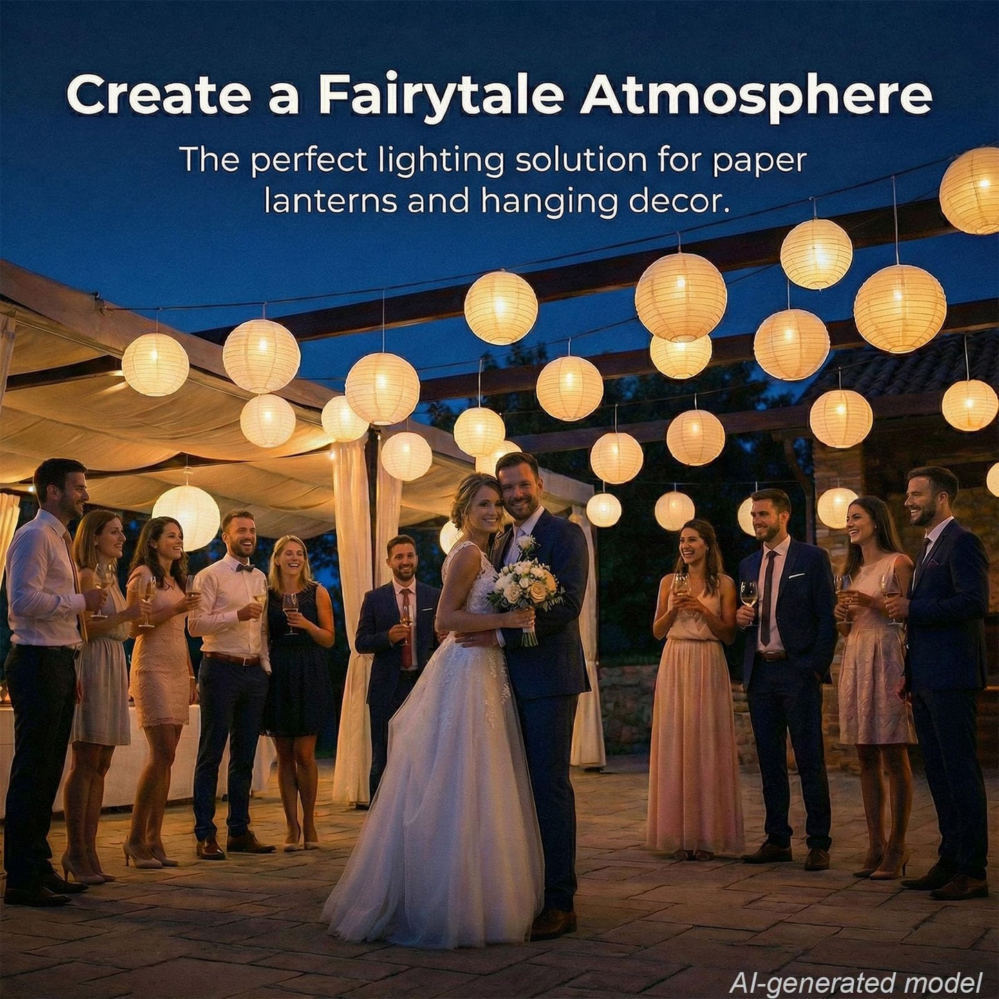 24x Battery Operated LED Party Lights Seasonal Lighting for Balloons Paper Lanterns, Waterproof - Warm White