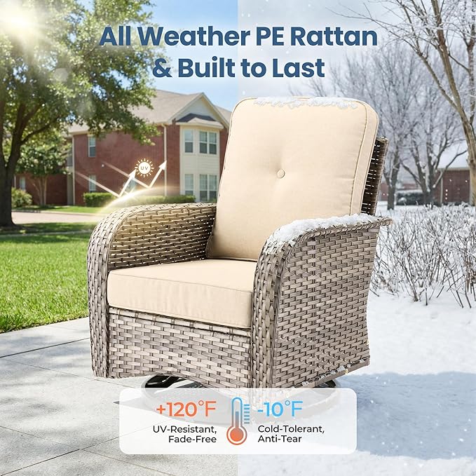 5 Pieces Wicker Patio Furniture Set, High Back Swivel Rocker Chairs Outdoor