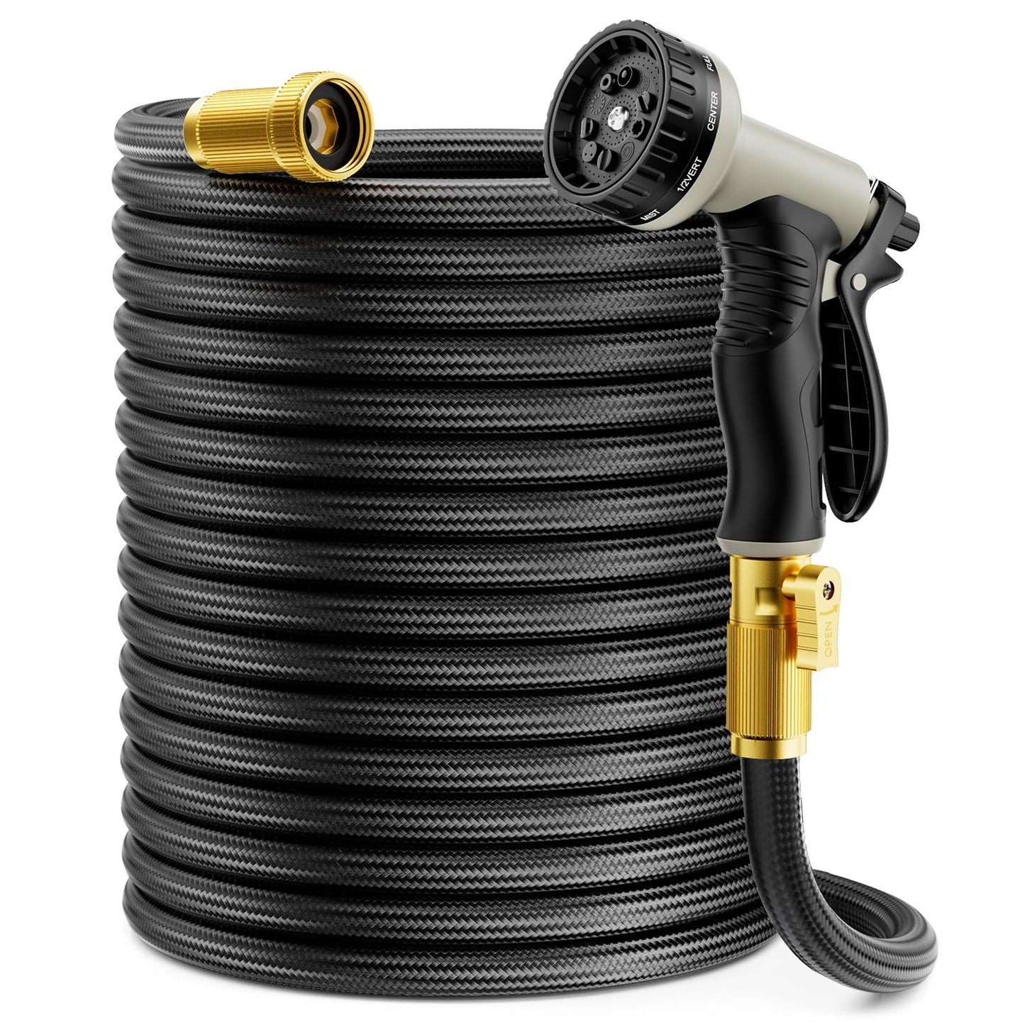 Garden Hose 25 ft Non-Expandable, Flexible Water Hose, Lightweight Hose with 10-Function Nozzle for Yard, Portable, Leak Proof, All-Weather Water Pipe for Outdoor, Car Wash, RV, Lawn