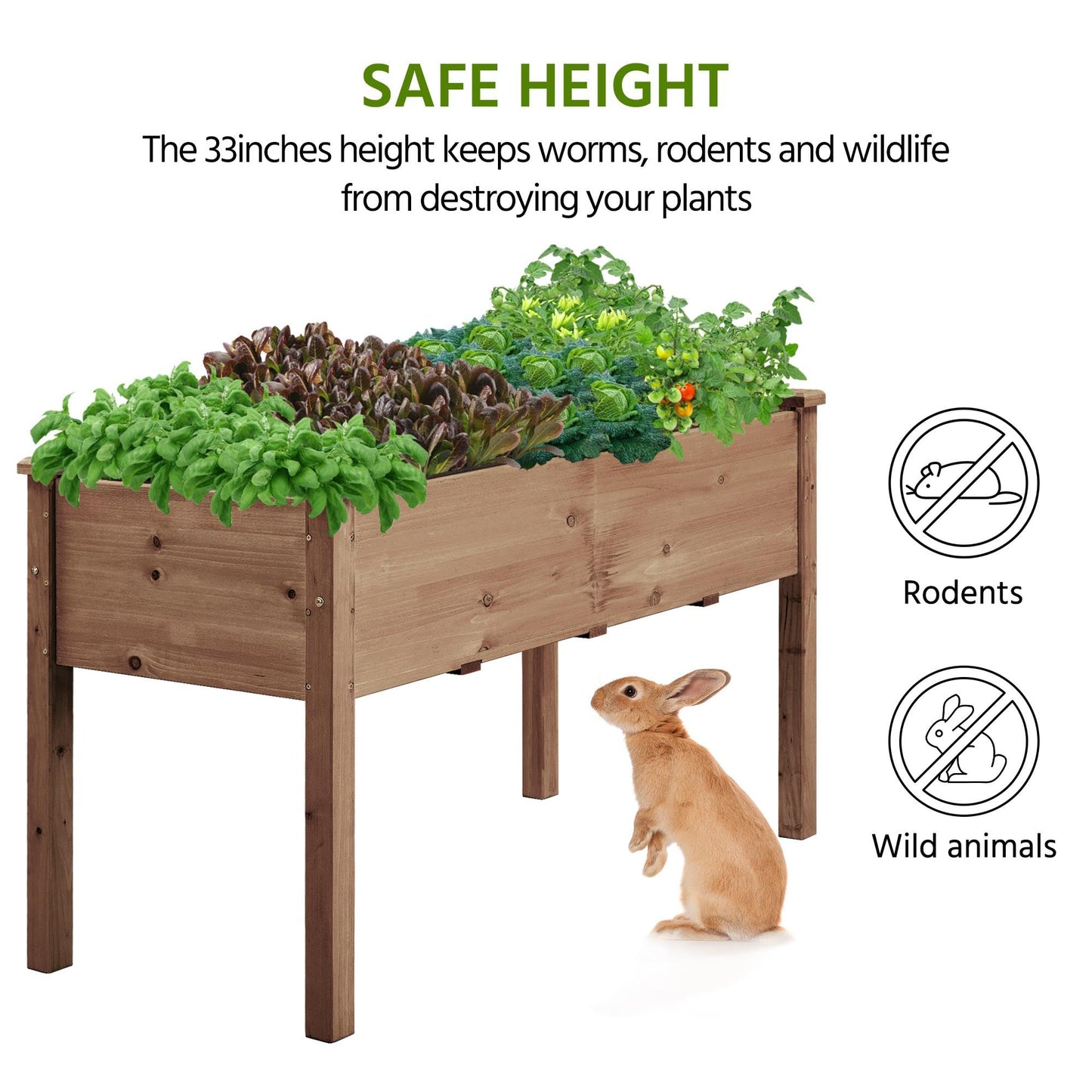 Yaheetech 1pc Raised Garden Bed 48x24x30in Elevated Wooden Horticulture Planter Box with Legs Standing Growing Bed for Gardening/Backyard/Patio/Balcony, Dark Brown