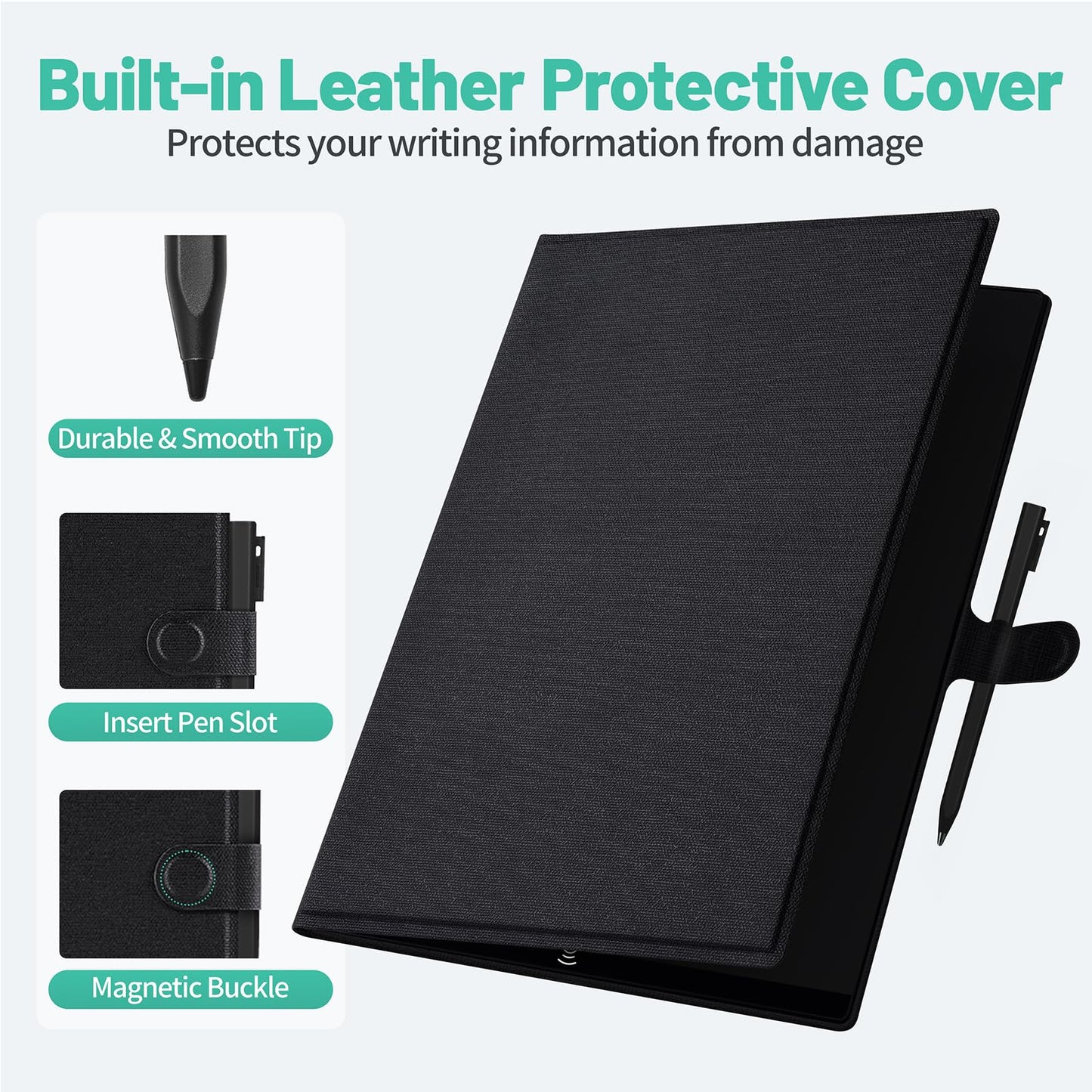 LCD Writing Tablet for Adults: 9.5 Inch with Leather Case Reusable Portable Use for Office Study Teaching