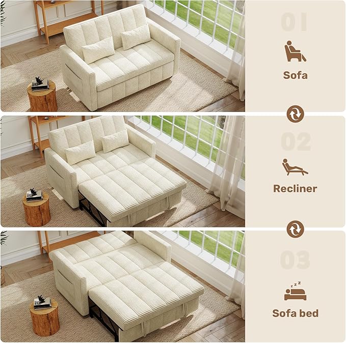 Nebuaegis Sleeper Sofa Bed, 3-in-1 Convertible Pull Out Couch