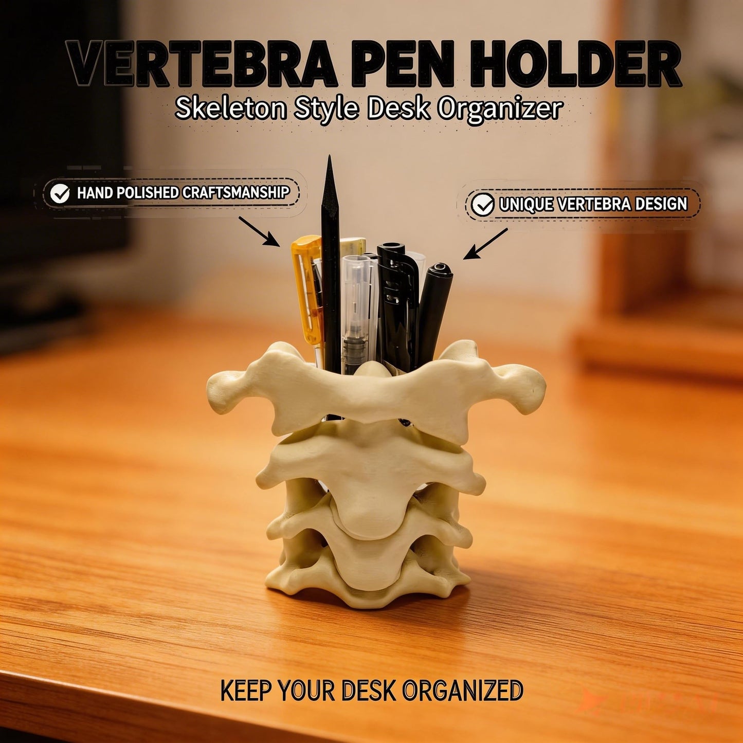 gekoaoo Spine Pen Holder for Desk, Unique Pencil Holder Desk Organizers, Office Supplies Decorations Gift for Doctors, Nurses, Chiropractors