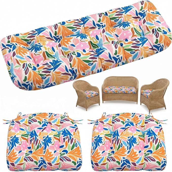 1 MIDDLE ONE Wicker Chair Cushions 3 Pieces Set