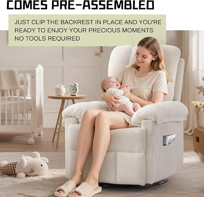 Korser Recliner Chair, Swivel Rocker Recliner Chair
