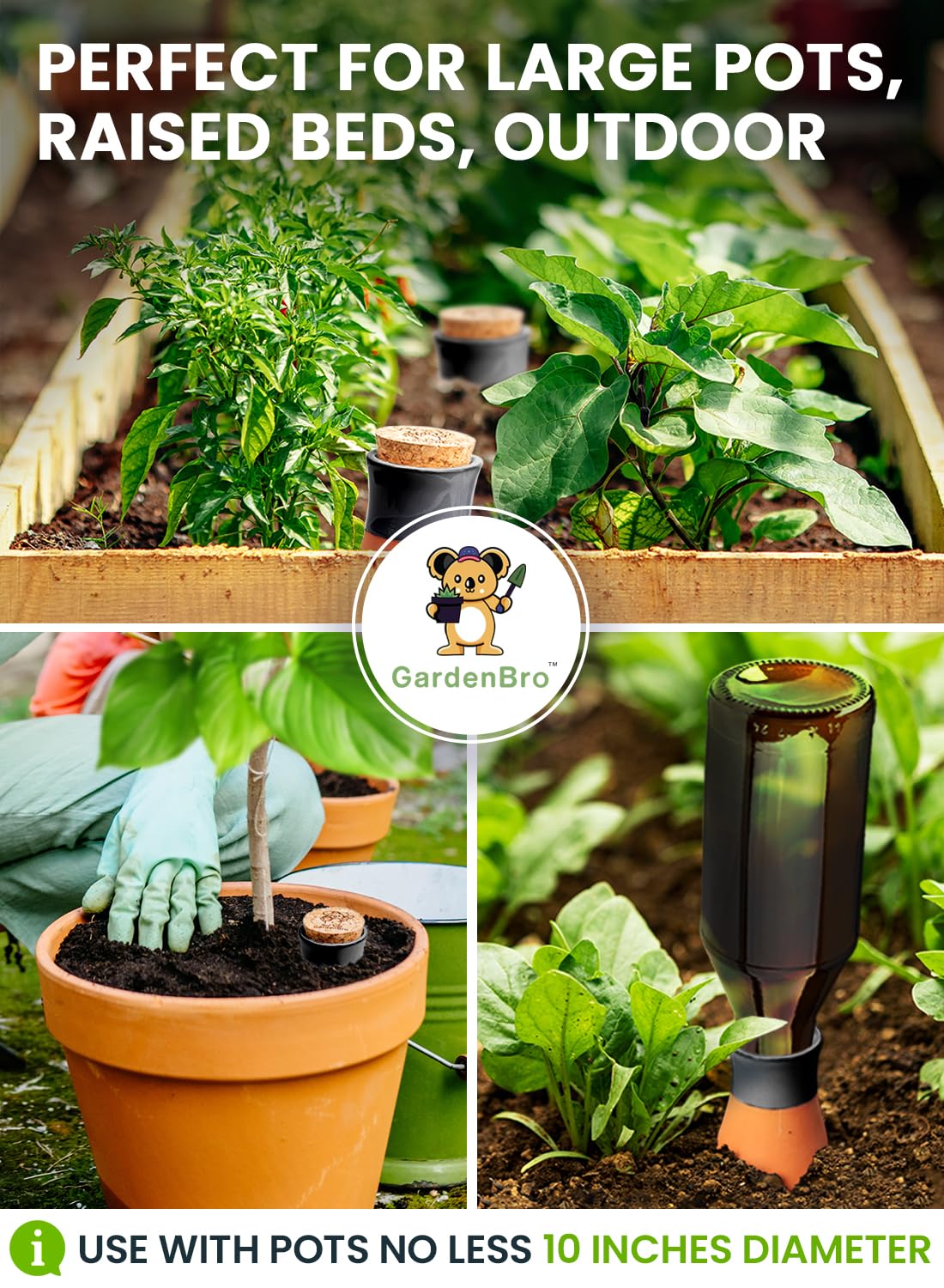 4 Pcs Ollas Terracotta Watering Pots Large - 14 Oz Self Watering Planter Insert Olla Watering System For 1-week Easy To Refill - Clay Plant Watering Globes For Outdoor & Indoor Plants [4, Black]