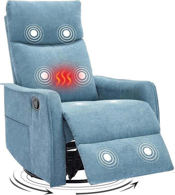 Trustyue Swivel Rocker Recliner Chair, 360° Swivel Recliner
