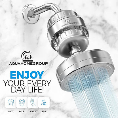 AquaHomeGroup - Filtered Shower Head Chrome & 2 x cartridges