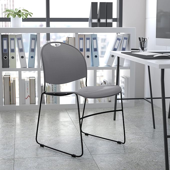 Flash Furniture 4 Pack HERCULES Series 880 lb. Capacity Gray Ultra-Compact
