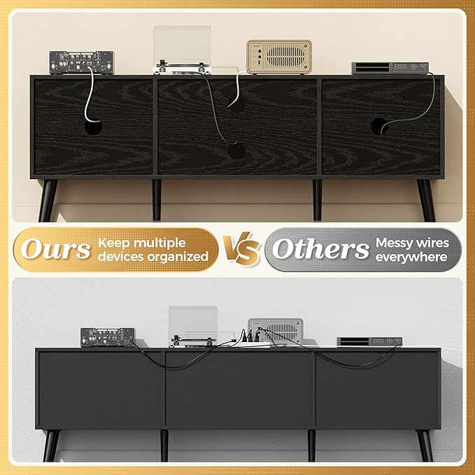 SUPERJARE TV Stand for 55 Inch TV, Entertainment Center