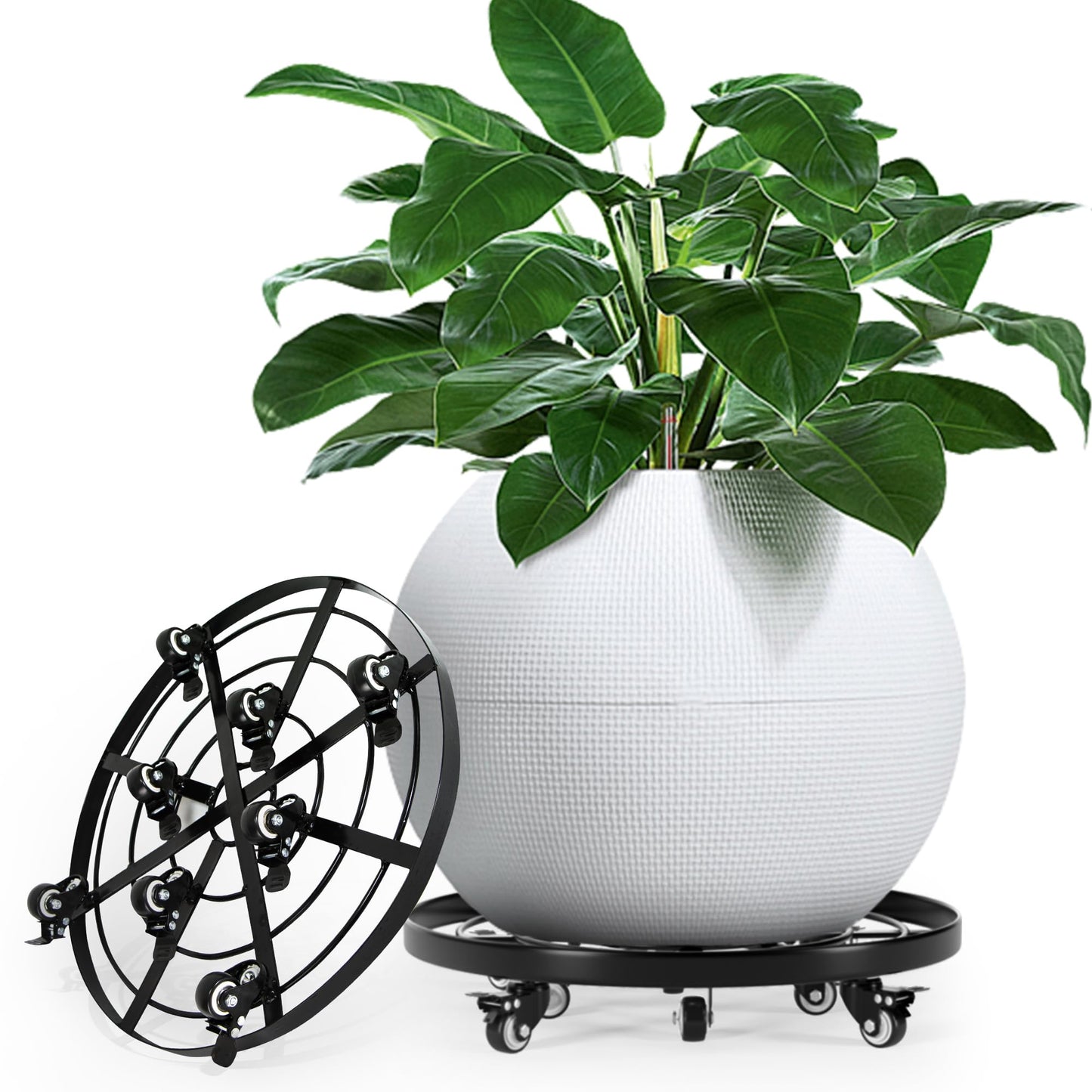 Highpro 20" Plant Stand with Wheels, 440lbs Heavy Duty Planter Caddy for Outdoor Indoor with Lockable Casters Wheels, Large Rolling Dolly Planter Caddy Flower Pot Mover, Black