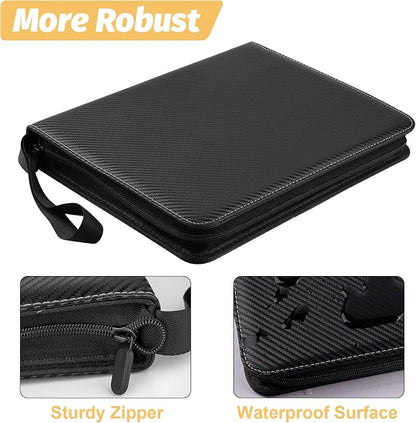 GERMUN 3 Ring 9 Pocket Zipper Trading Card Binder, 720 Double Sided Standard PU Album Folder for TCG & Sports Collectibles, Not Fit Top Loaders (Black)