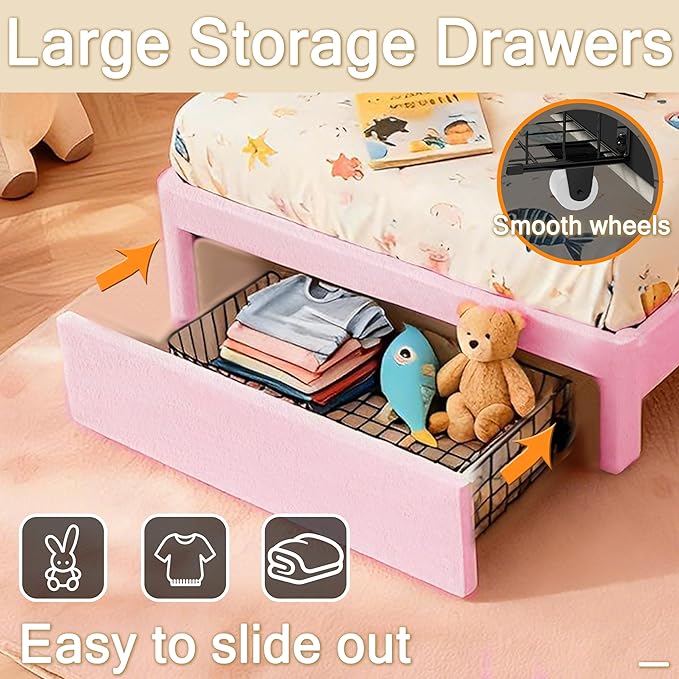 Twin Multifunctional Upholstered Bed，Children’s Bed