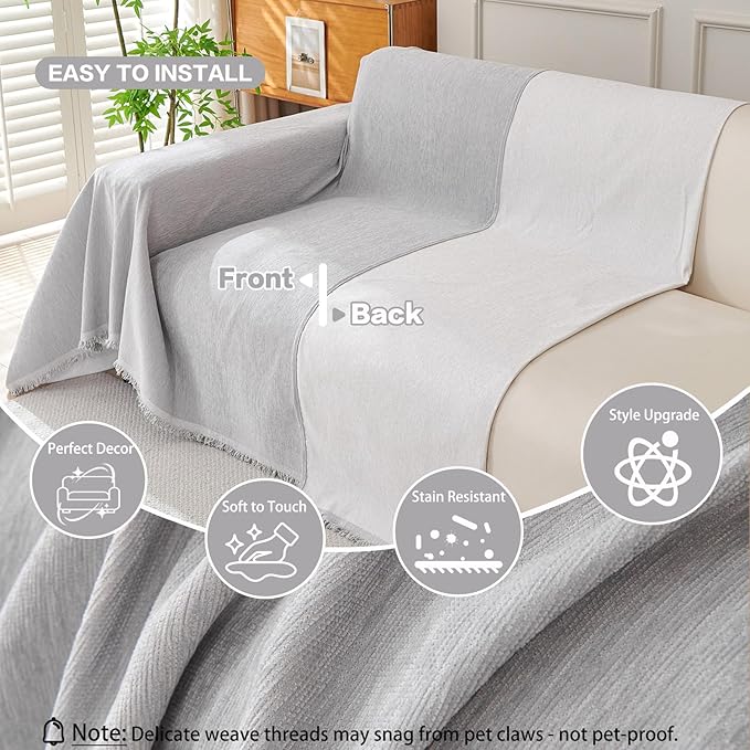 DREAMINGO Sofa Covers Washable Thick Chenille Couch Cover