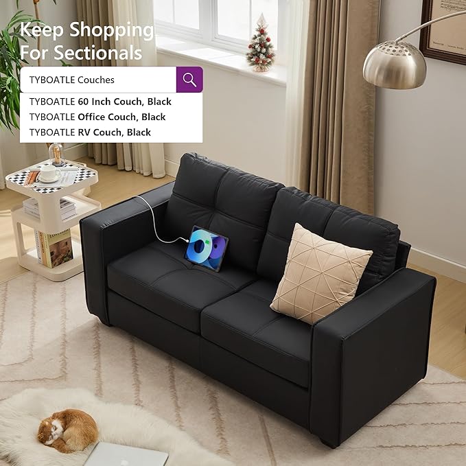 TYBOATLE 65" Faux Leather Loveseat