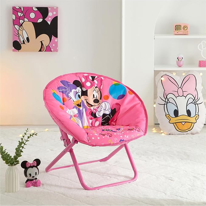 Disney Minnie Mouse Toddler Folding Saucer Chair – 19" Soft Plush Seat