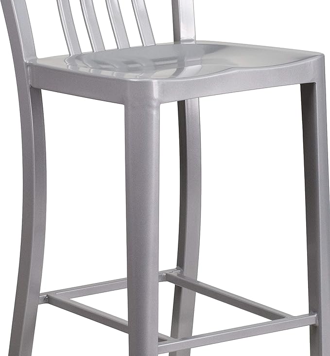 Flash Furniture Commercial Grade 30" High Silver Metal Indoor-Outdoor Barstool