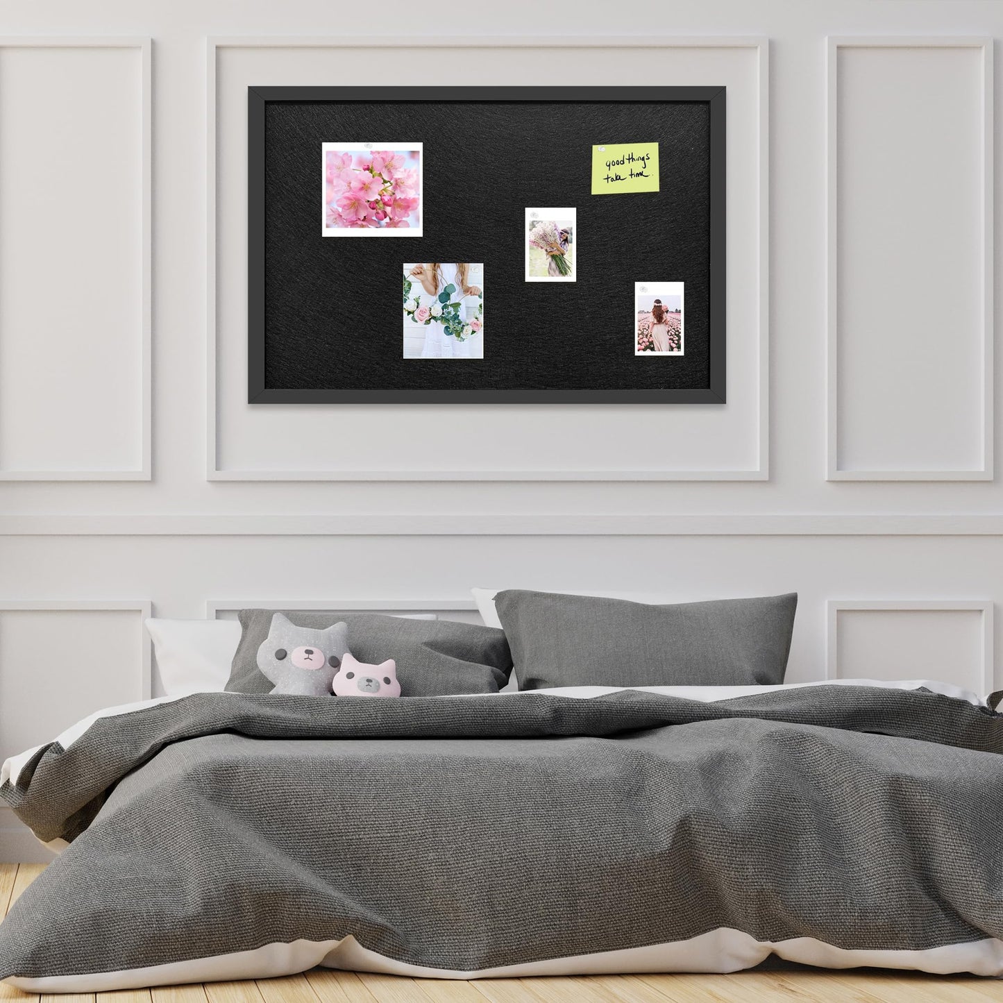 Yunihome 13.3x17.7 Inch Cork Board for Wall Hanging with Linen, Bulletin Board with Push Pins, Mounted Memo Message Board for Home Office Decor, Dorm Room Essentials, Classroom Organization
