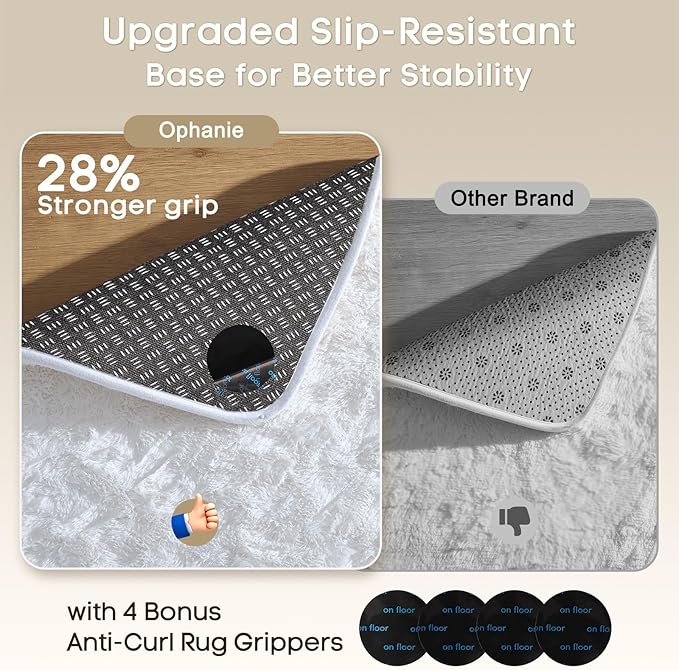 Ophanie Small Rug Washable Non Slip Throw Bedside Area Rugs, Fluffy Soft Mini